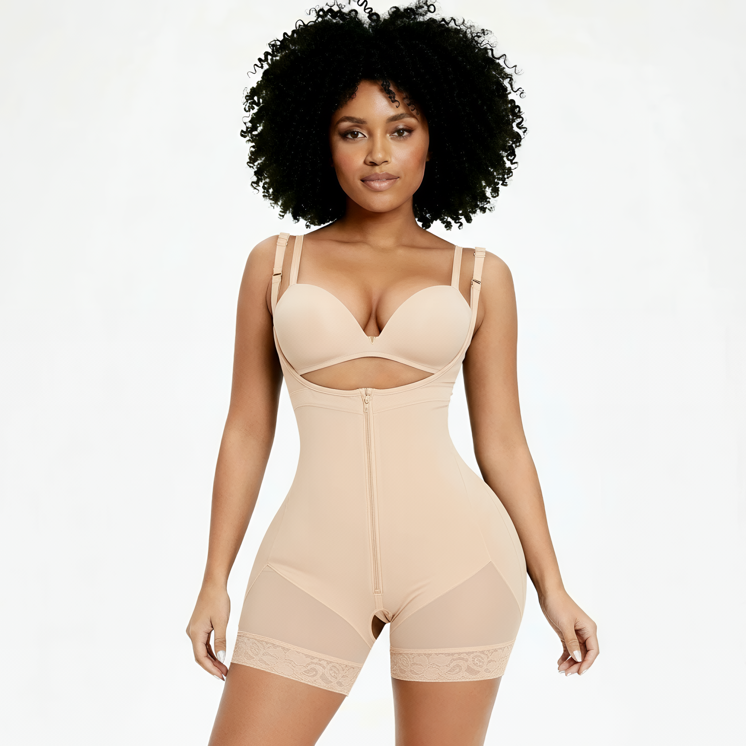 Corrigerende Shapewear Bodysuit met haakjes en rits