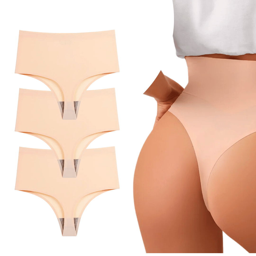 Naadloze High waist striing beige