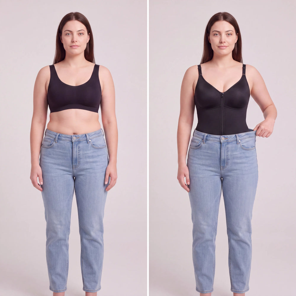 Corrigerende Bodysuit met Ingebouwde BH, Haakjes en Rits