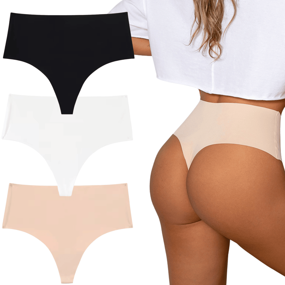 Nahtloser hoher Taillen-String - 3er-Set