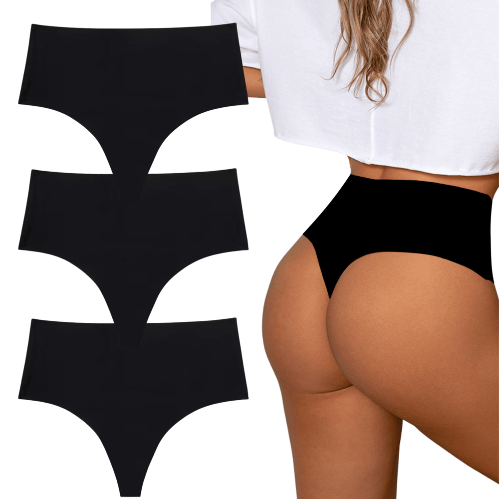 Nahtloser hoher Taillen-String - 3er-Set