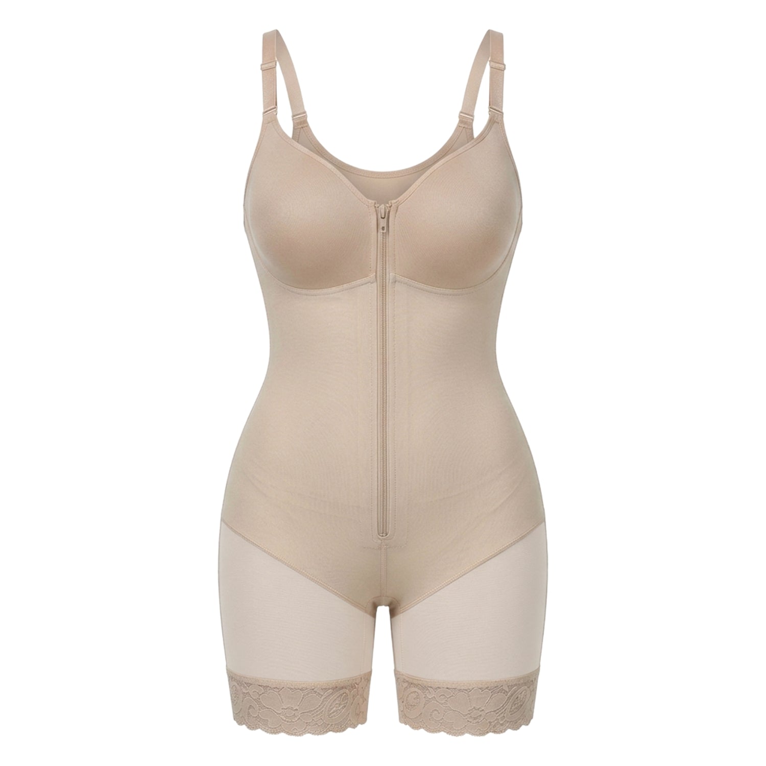 Corrigerende Bodysuit met Ingebouwde BH, Haakjes en Rits