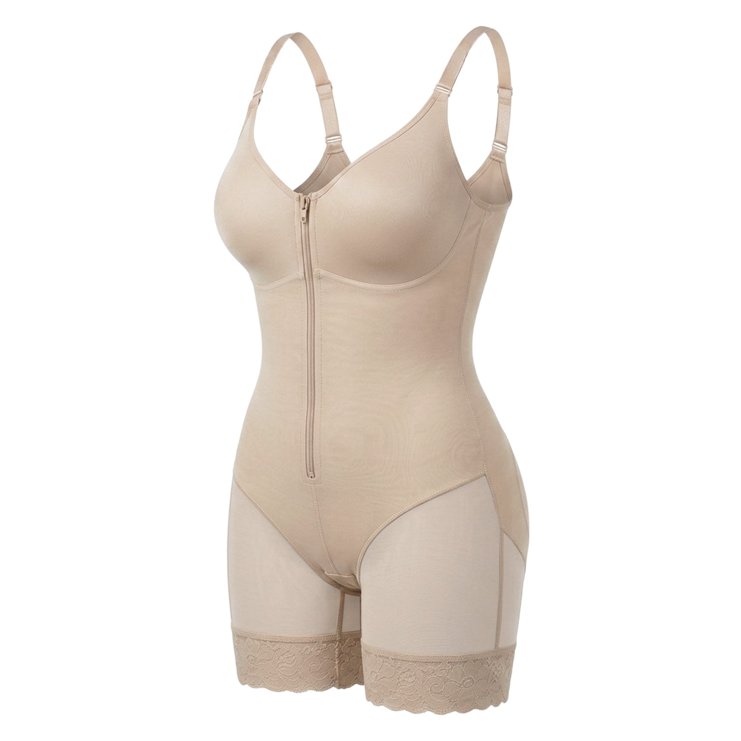 Corrigerende Bodysuit met Ingebouwde BH, Haakjes en Rits