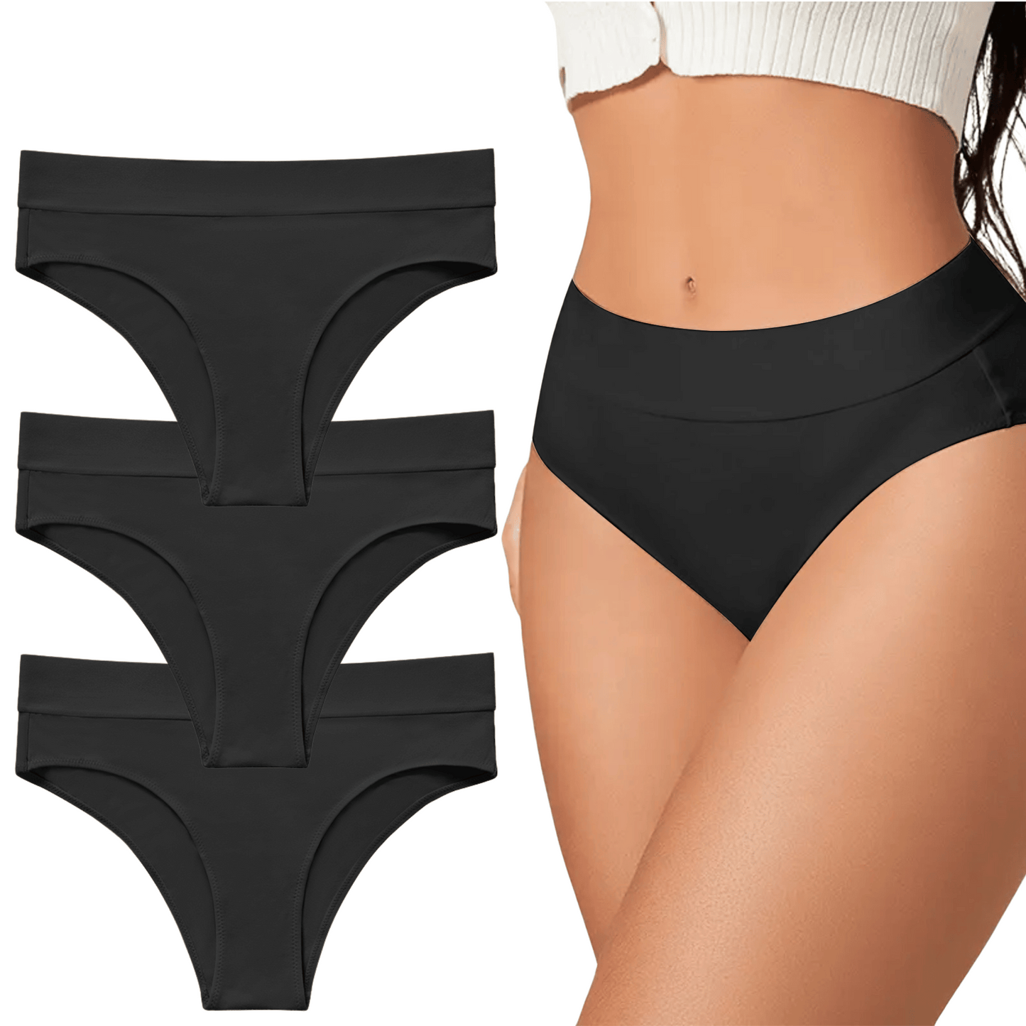 Katoenen slip 3 pack zwart 
