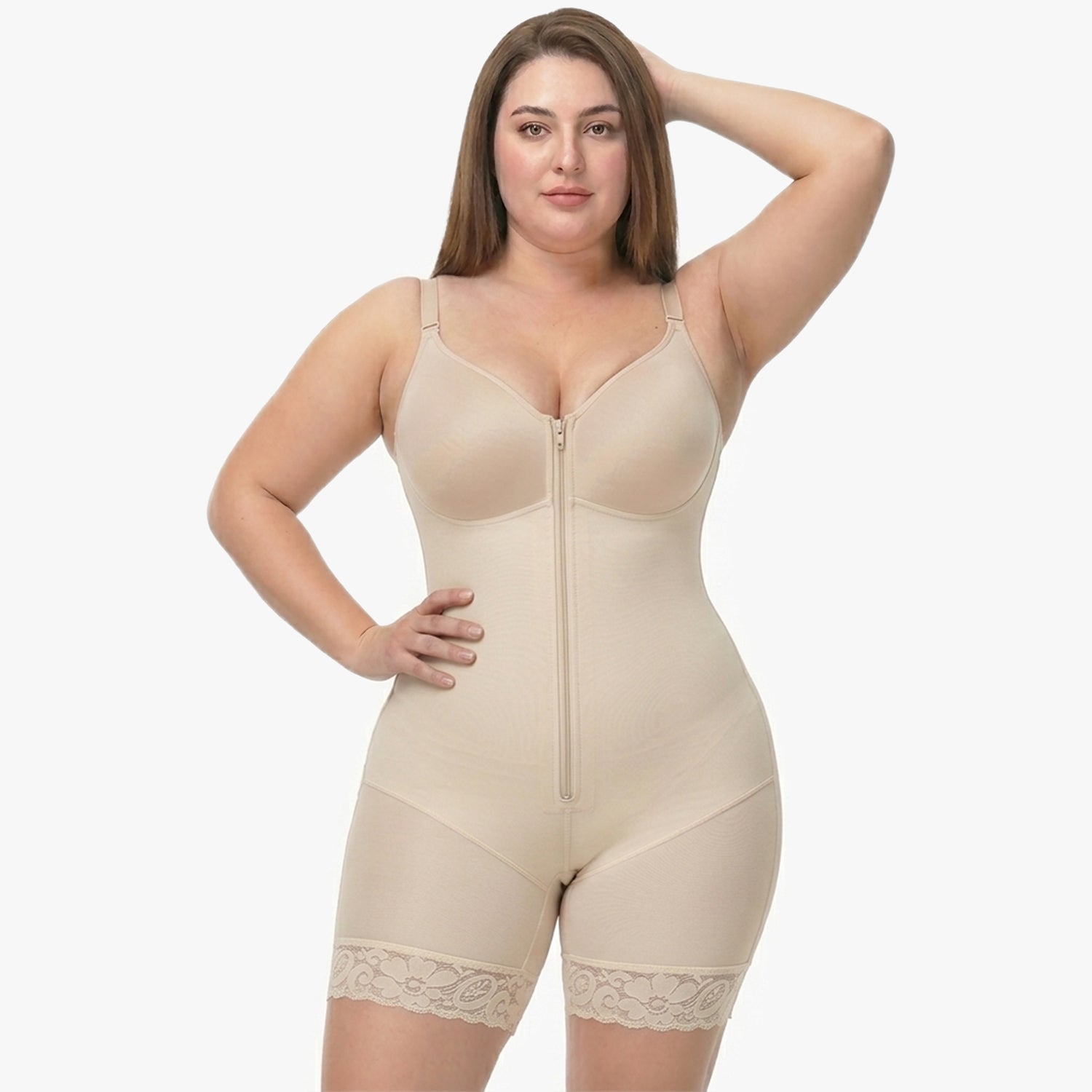 Corrigerende Bodysuit met Ingebouwde BH, Haakjes en Rits