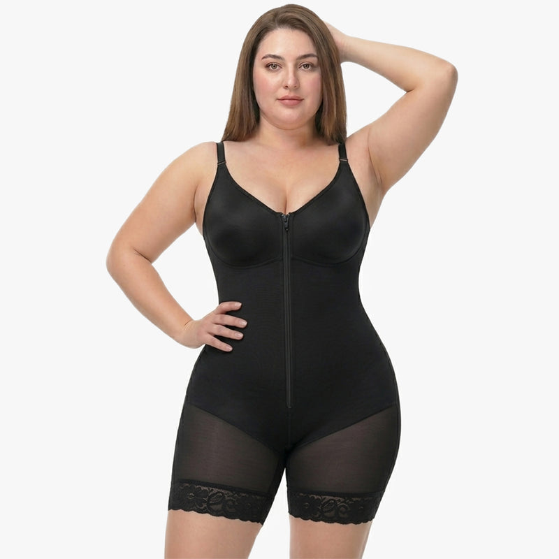Corrigerende Bodysuit met Ingebouwde BH, Haakjes en Rits