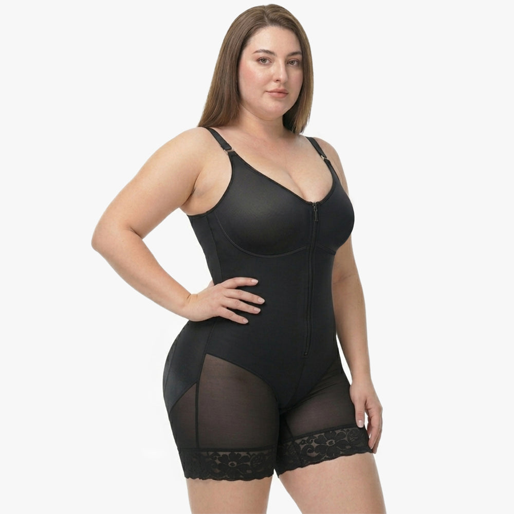 Corrigerende Bodysuit met Ingebouwde BH, Haakjes en Rits