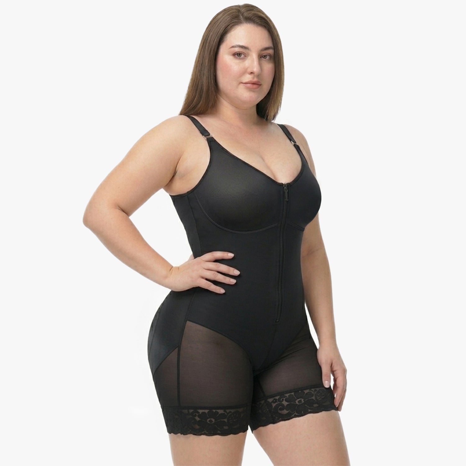 Corrigerende Bodysuit met Ingebouwde BH, Haakjes en Rits