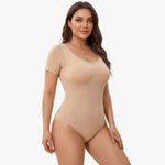 Corrigerende Naadloze Body met Korte Mouwen en String