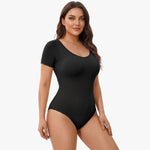 Corrigerende Naadloze Body met Korte Mouwen en String