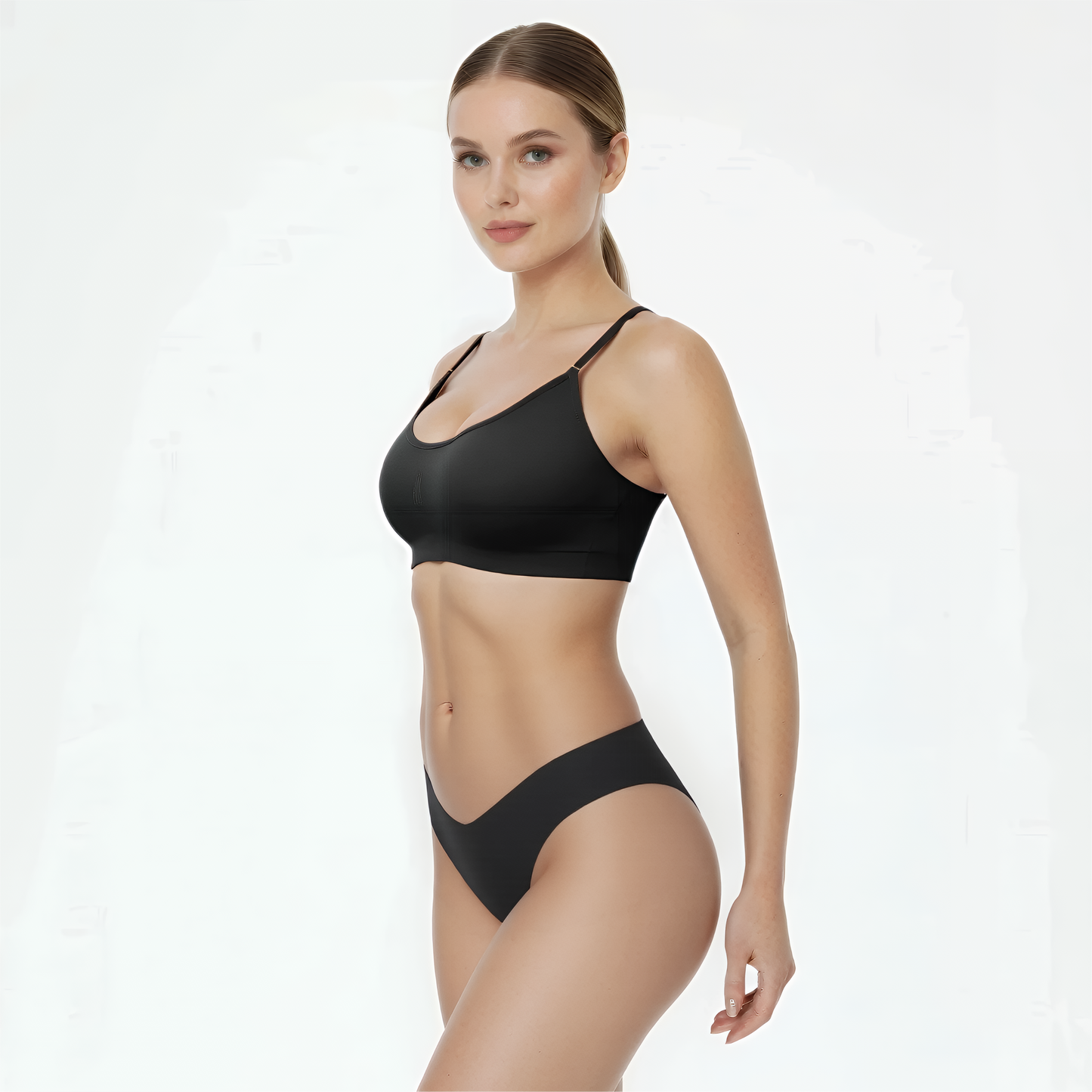 String low waist zwart