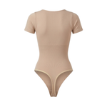 Corrigerende Naadloze Body met Korte Mouwen en String