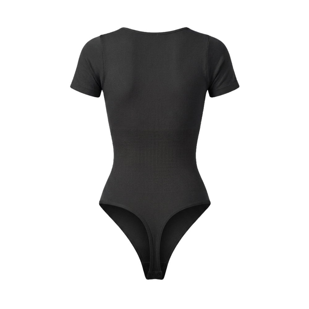 Corrigerende Naadloze Body met Korte Mouwen en String