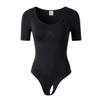 Corrigerende Naadloze Body met Korte Mouwen en String